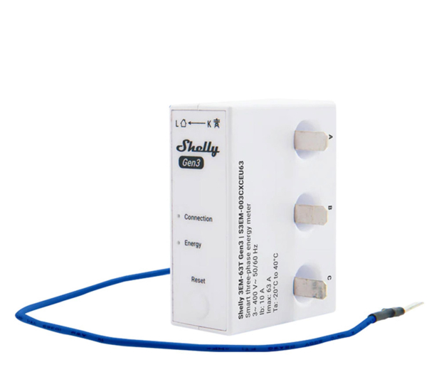 Shelly Miernik energii 1/3-kanałowy WiFi 3EM-63T Gen3 (płaski zacis - 1490055 - zdjęcie